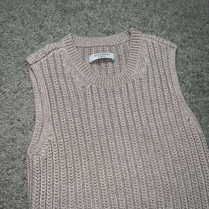 AllSaints Sweater Vest Womens XS Tan Wick Rib Tank Cotton Knit Top